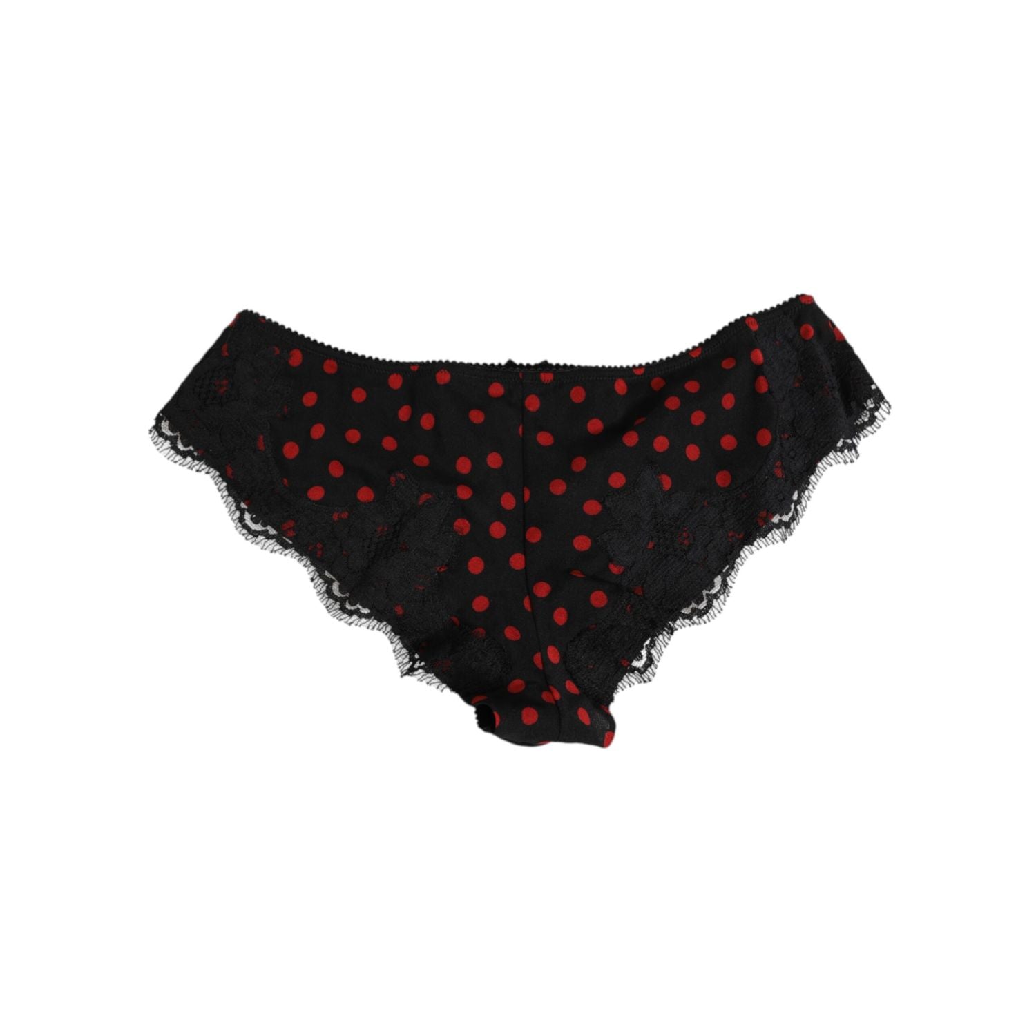Dolce & Gabbana Black Polka Dotted Silk Low Waist Panty Underwear
