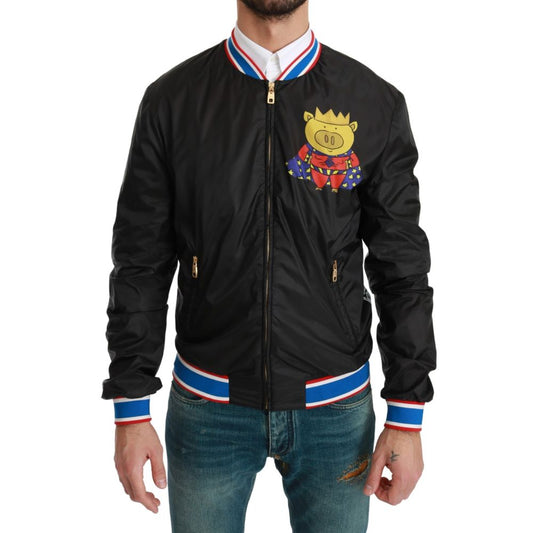 Dolce & Gabbana Black Polyester Bomber Dolce & Gabbana