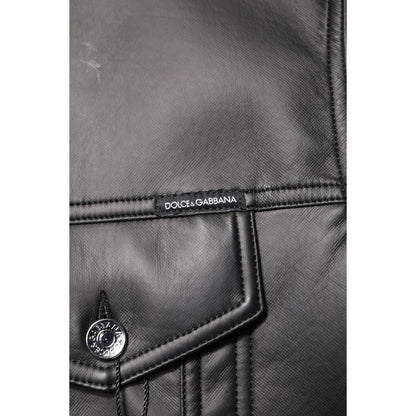 Dolce & Gabbana Black Polyester Button Down Biker Jacket