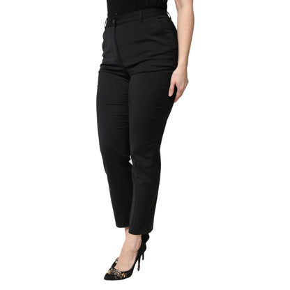 Dolce & Gabbana Black Polyester High Waist Slim Pants