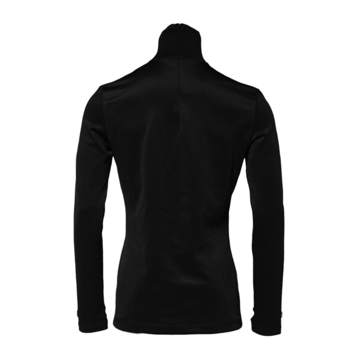Dolce & Gabbana Black Polyester Turtleneck Pullover Sweater
