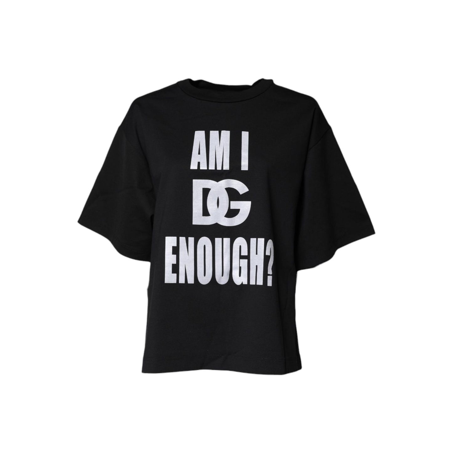 Dolce & Gabbana Black Printed Cotton Crew Neck Tee T-shirt