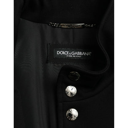 Dolce & Gabbana Black Rayon Buttoned Vest Logo Jacket