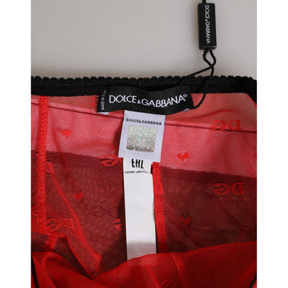 Dolce & Gabbana Black Red Nylon High Waist Girdle Underwear