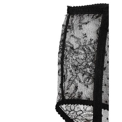 Dolce & Gabbana Black Sheer Polka Dot Lace High Waist Underwear