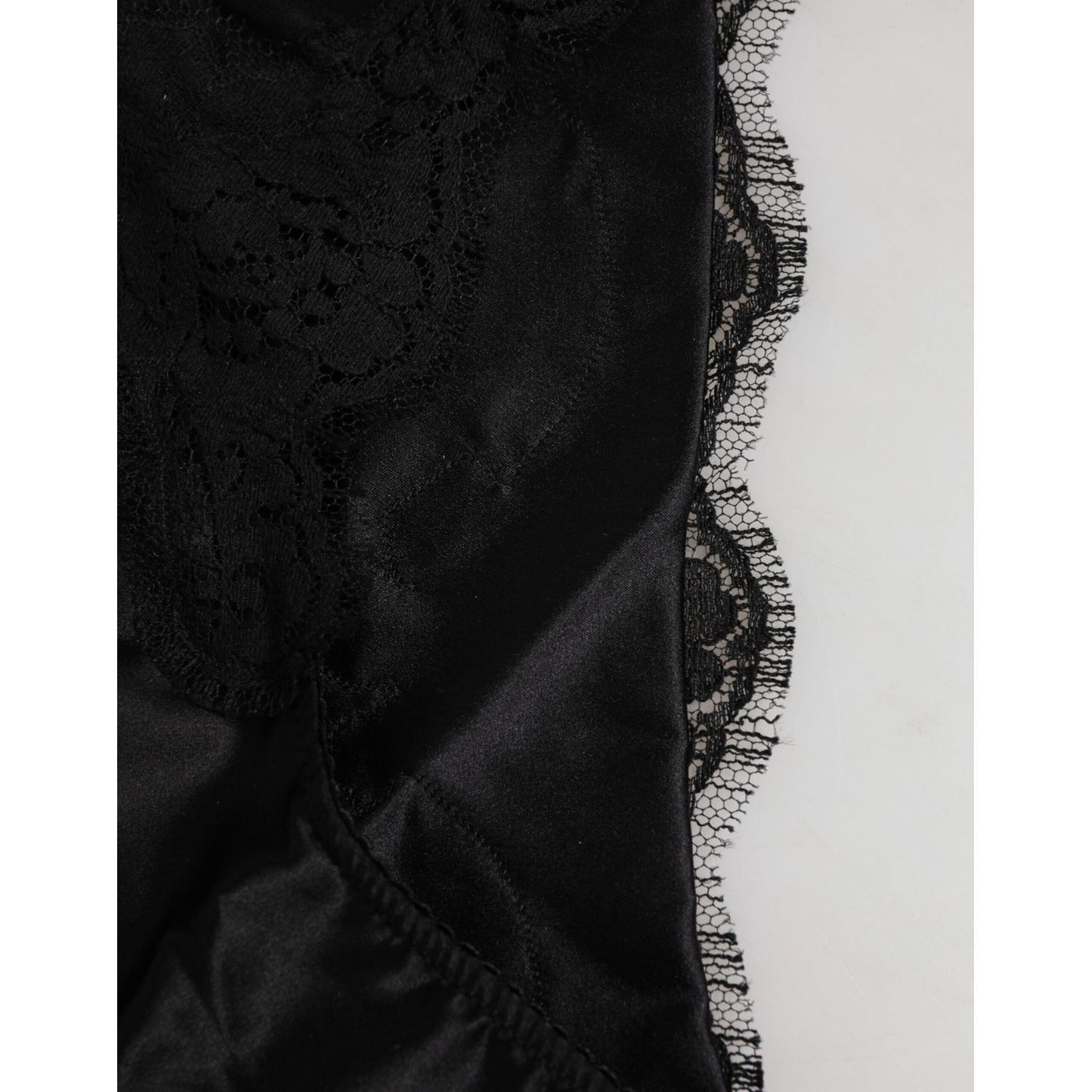 Dolce & Gabbana Black Silk Satin Floral Lace Panty Brief Underwear