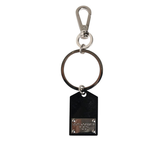 Dolce & Gabbana Black Sint Glass Plaque DG Logo Metal PlateKeychain Keyring Dolce & Gabbana