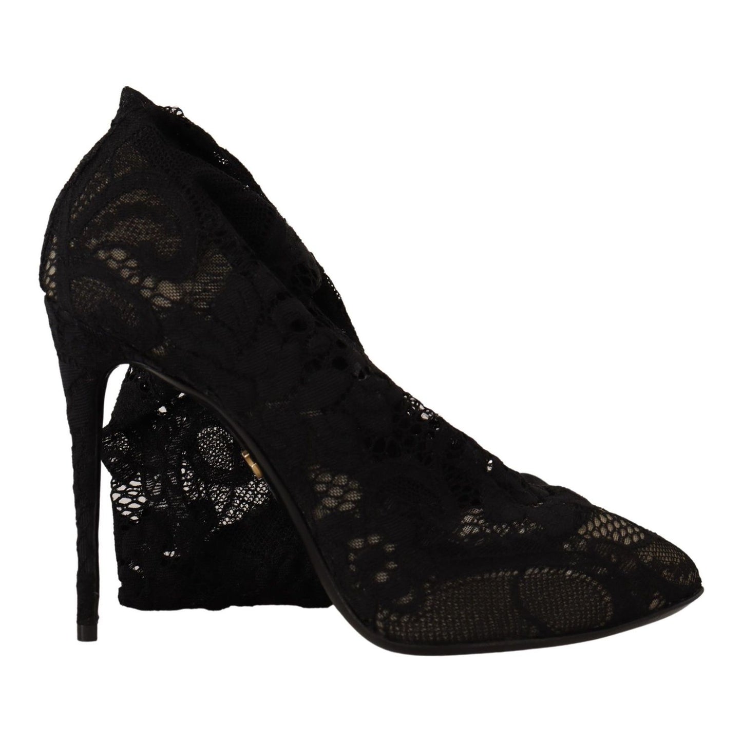 Dolce & Gabbana Black Stretch Socks Taormina Lace Boots Shoes Dolce & Gabbana