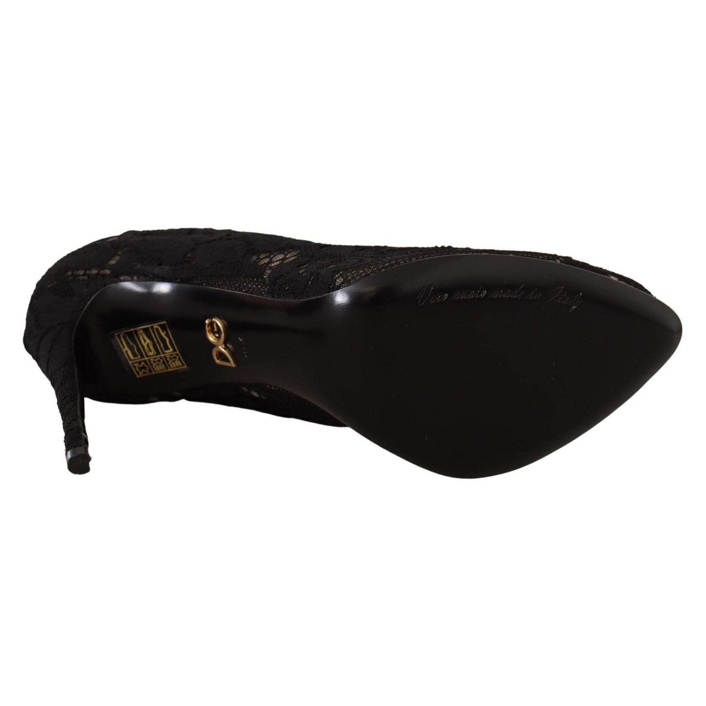 Dolce & Gabbana Black Stretch Socks Taormina Lace Boots Shoes Dolce & Gabbana