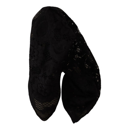 Dolce & Gabbana Black Stretch Socks Taormina Lace Boots Shoes Dolce & Gabbana
