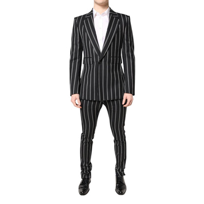 Dolce & Gabbana Black Striped SICILIA Formal 2 Piece Suit