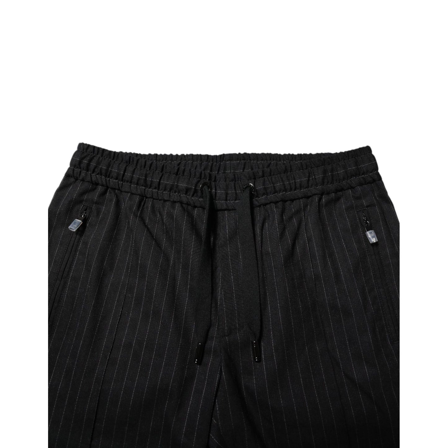 Dolce & Gabbana Black Striped Wool Men Jogger Pants