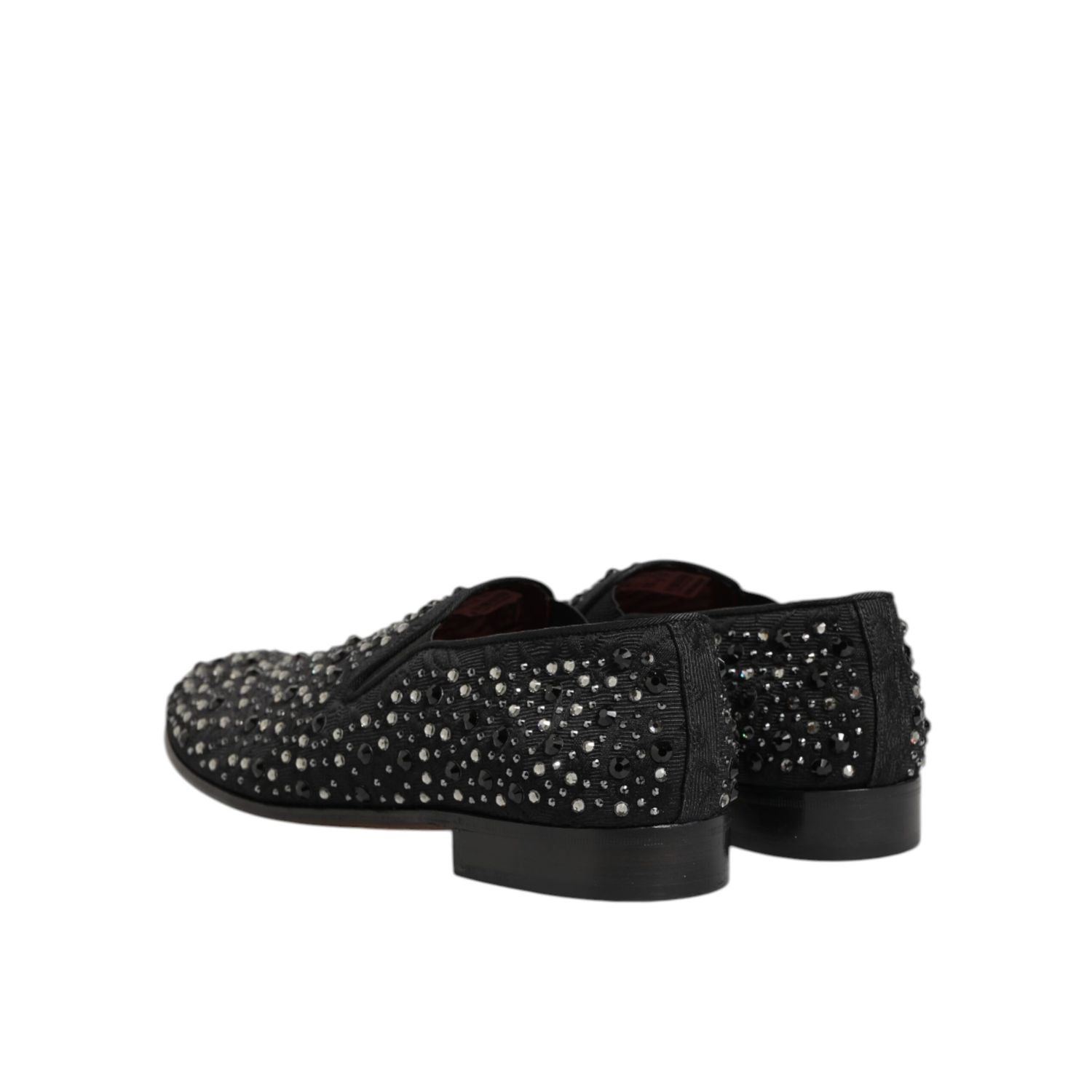 Dolce & Gabbana Black Suede Crystal Embellished Loafer Shoes