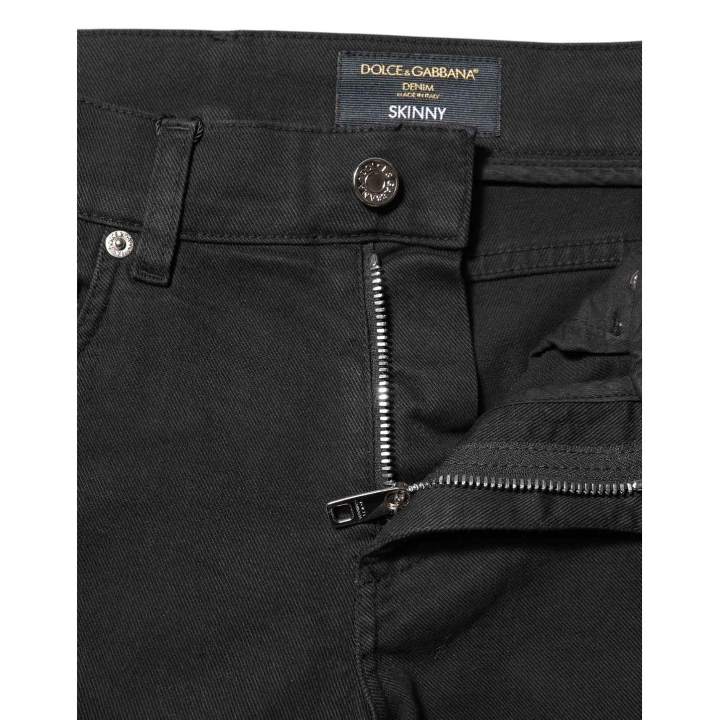 Dolce & Gabbana Black Tattered White Lining Skinny Denim Jeans