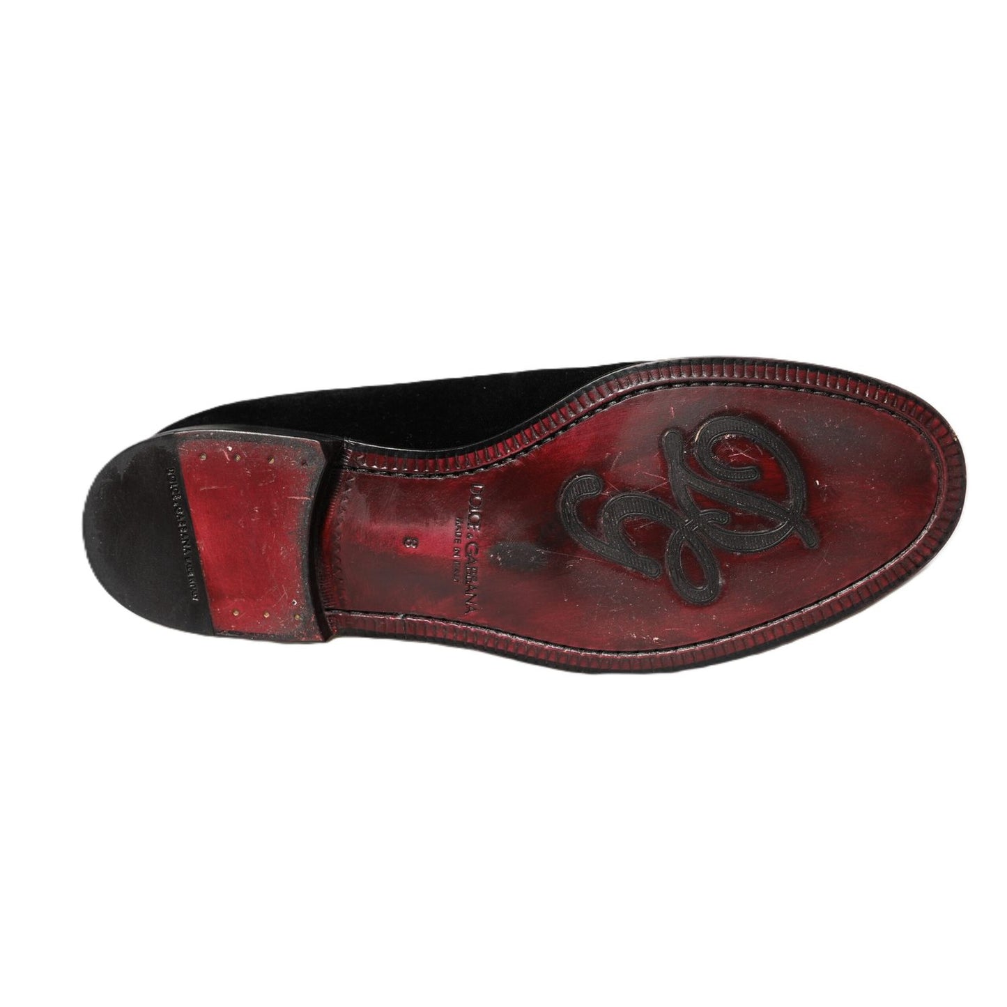 Dolce & Gabbana Black Velvet Slip On Men Loafers Formal Shoes