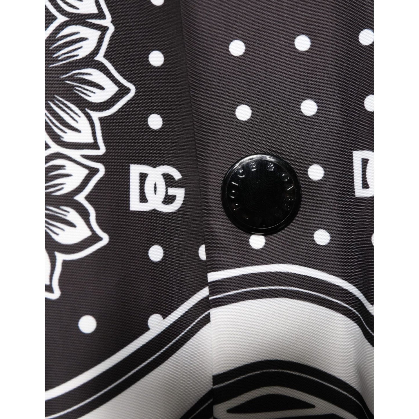 Dolce & Gabbana Black White Bandana Print Bomber Jacket