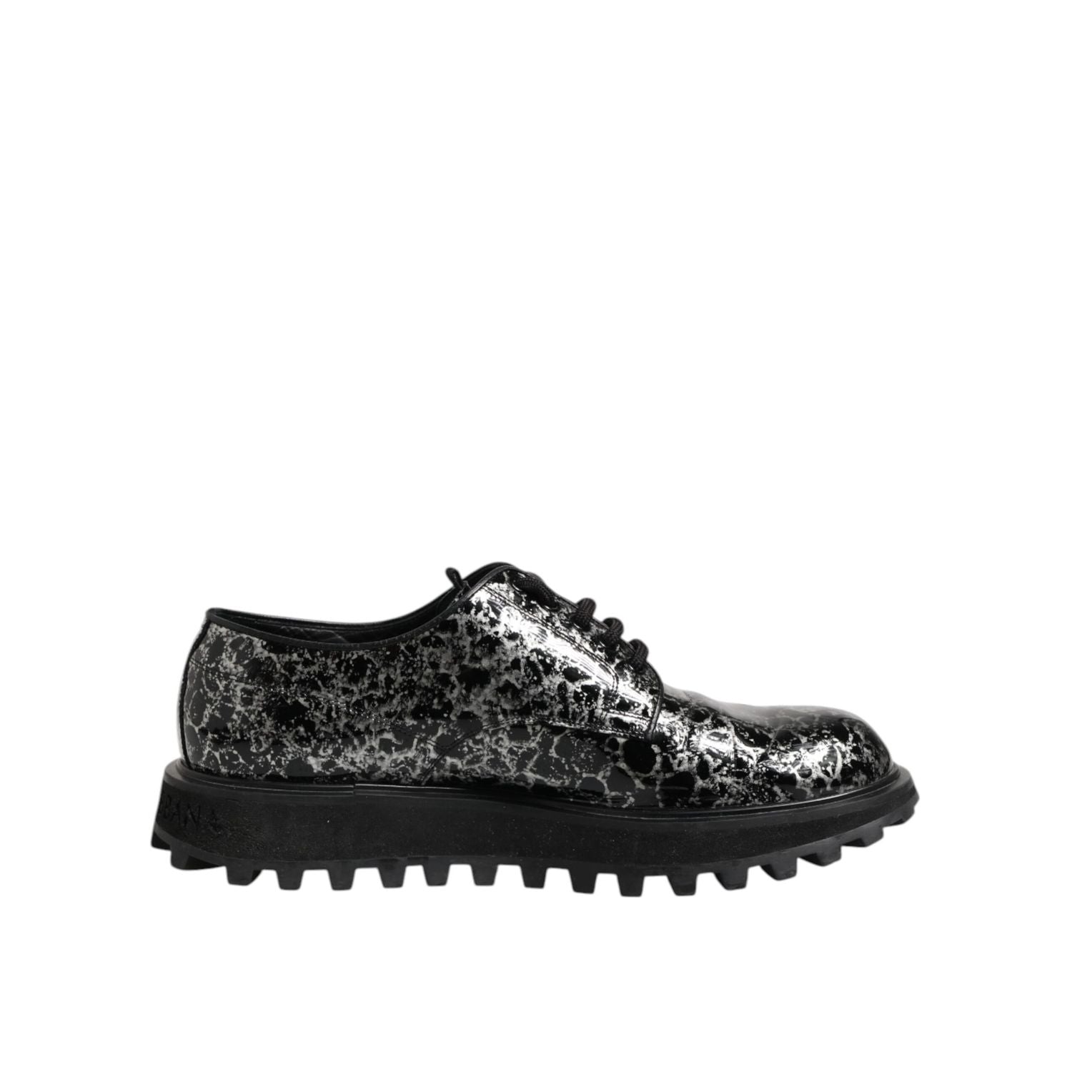 Dolce & Gabbana Black White Calfskin Chunky Derby Shoes