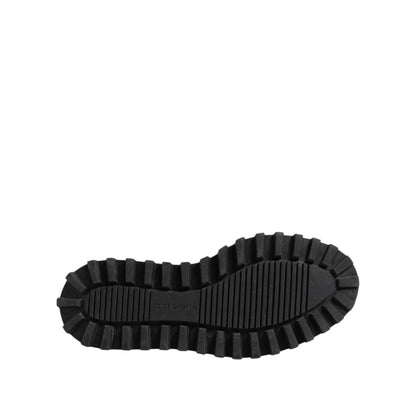 Dolce & Gabbana Black White Calfskin Chunky Derby Shoes