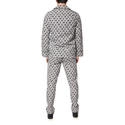 Dolce & Gabbana Black White DG Print Cotton Pajama Set Sleepwear