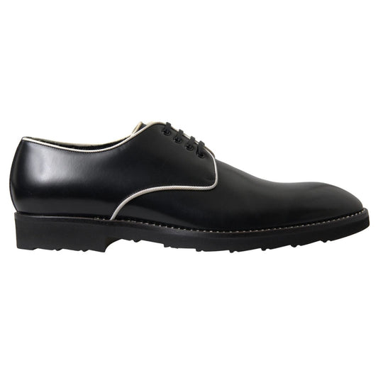 Dolce & Gabbana Black White Leather Formal Dress Shoes Dolce & Gabbana