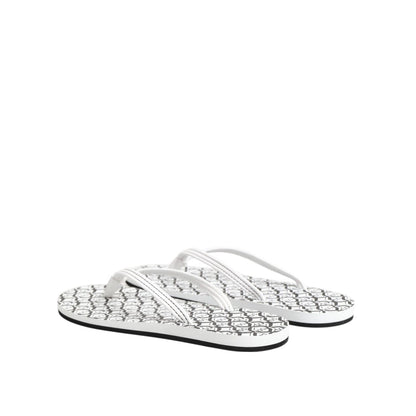 Dolce & Gabbana Black White Logo Beachwear Flats Slipper Shoes