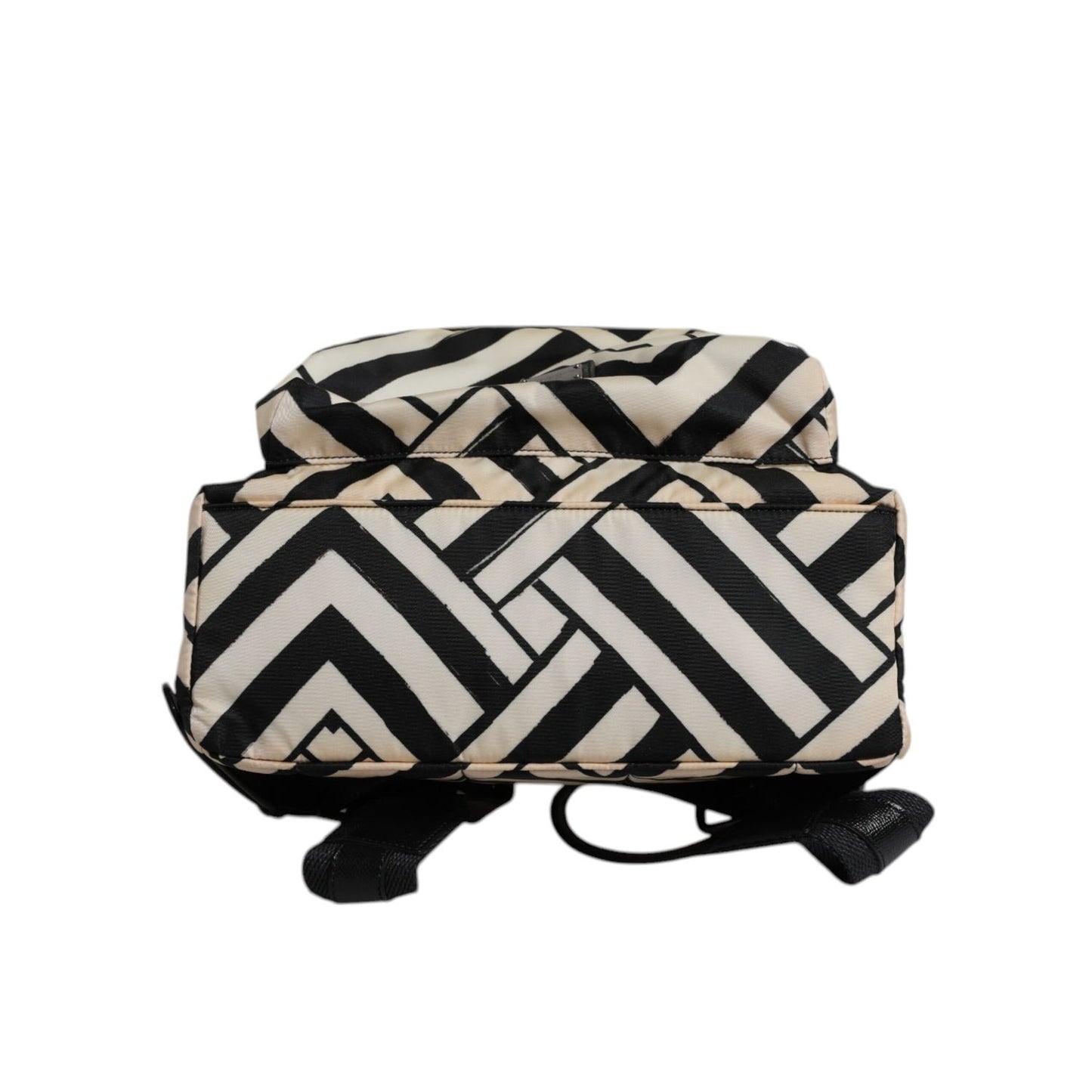 Dolce & Gabbana Black White Nylon Leather Travel Back Pack Bag