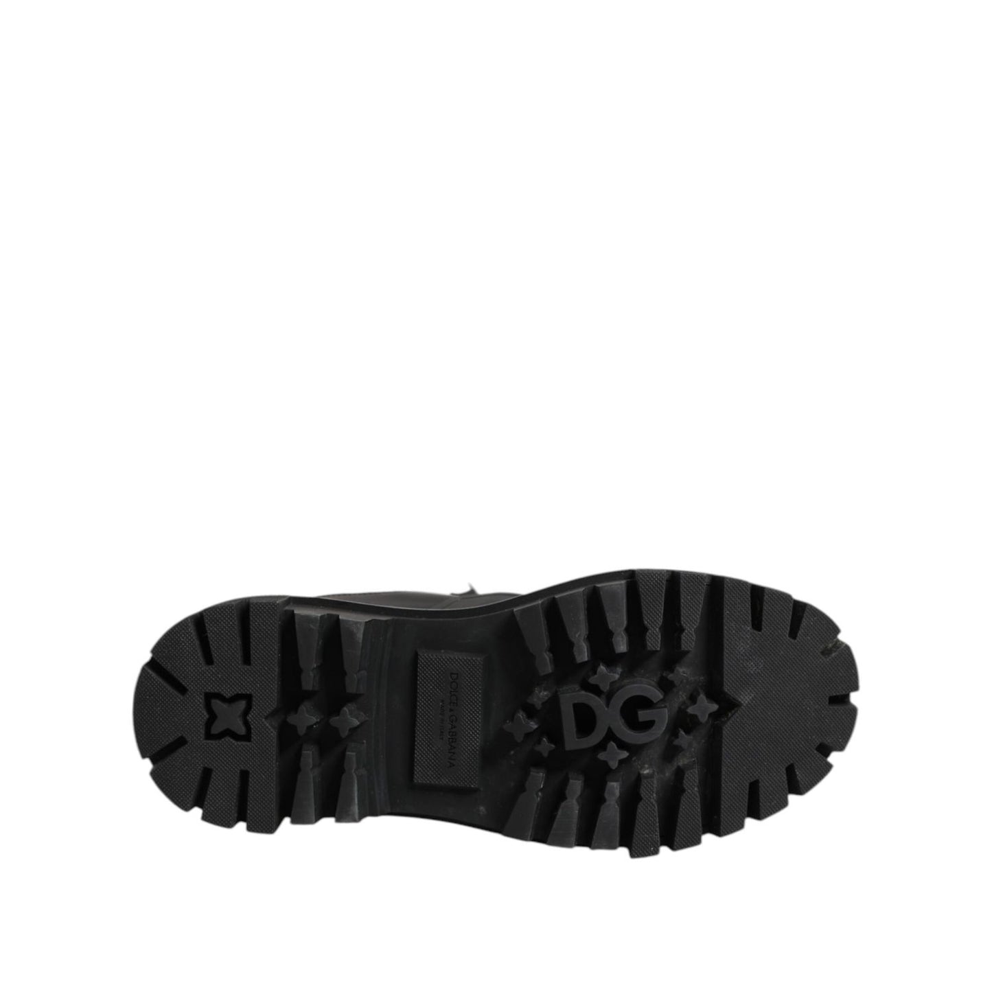 Dolce & Gabbana Black White Padded Lace Up Short Boots Shoes