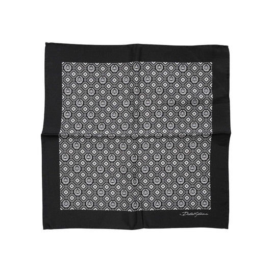 Dolce & Gabbana Black White Patterned Square Foulard Scarf Dolce & Gabbana