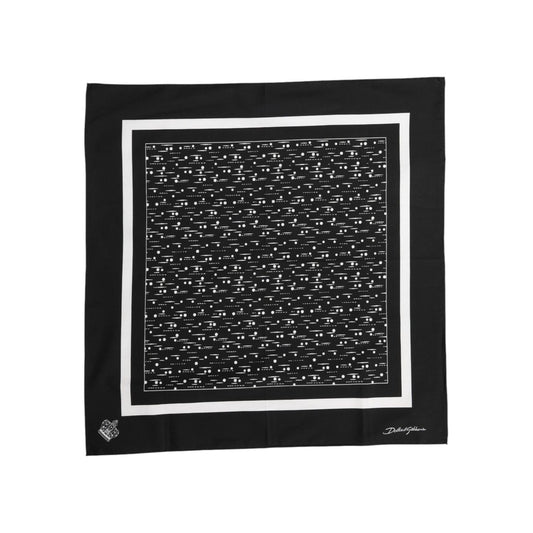 Dolce & Gabbana Black White Printed Square Foulard Scarf Dolce & Gabbana