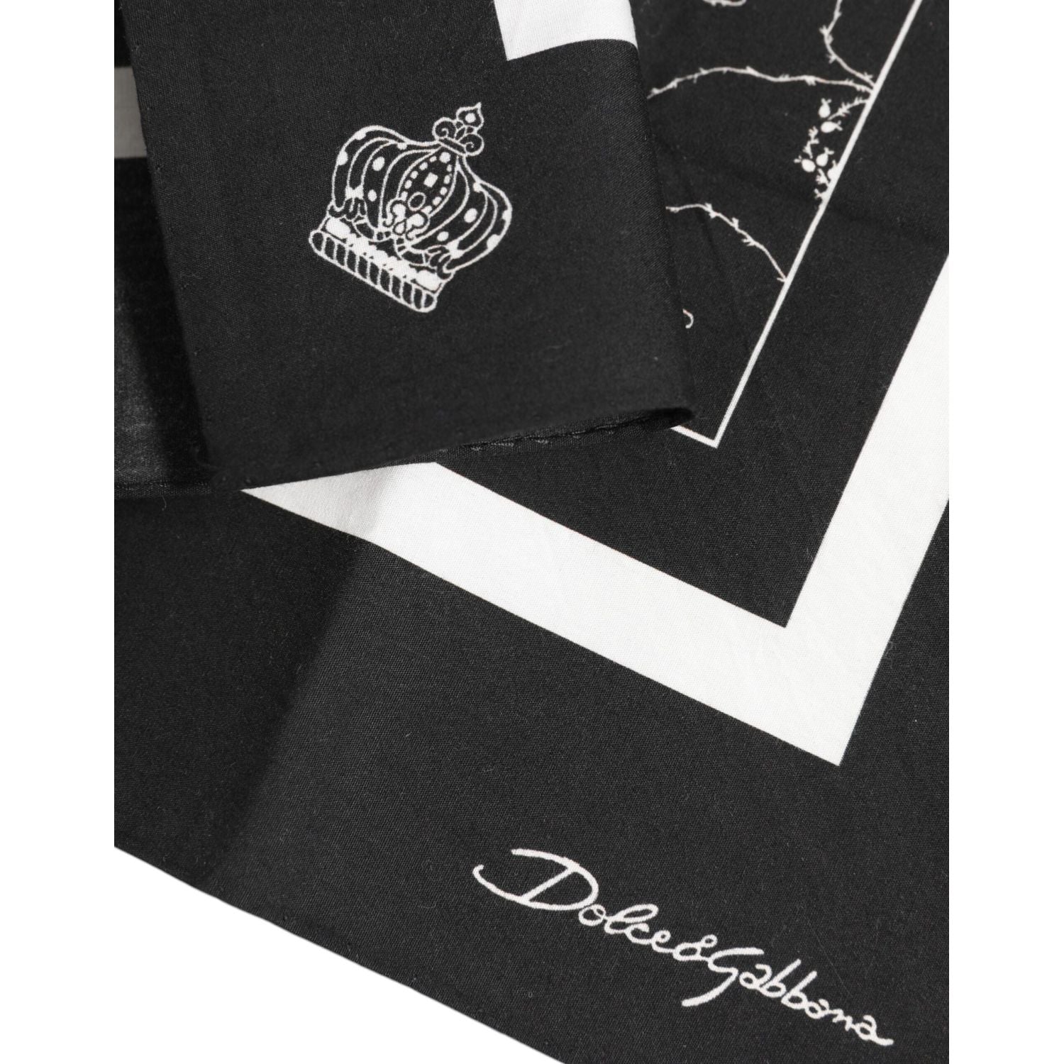 Dolce & Gabbana Black White Printed Square Men Foulard Scarf