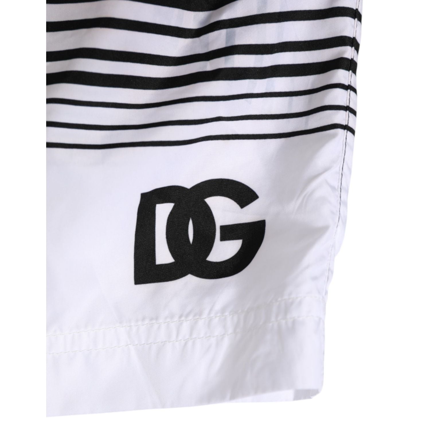 Dolce & Gabbana Black White Striped DG Logo Men Short  Swimwear