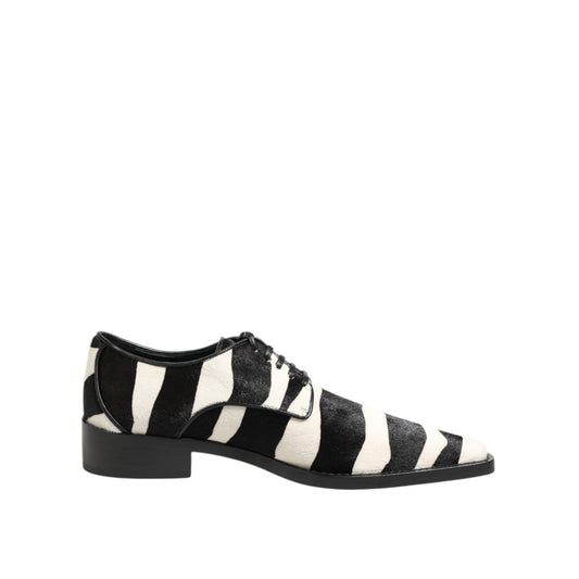 Dolce & Gabbana Black White Zebra Pony Fur Dress Shoes Dolce & Gabbana