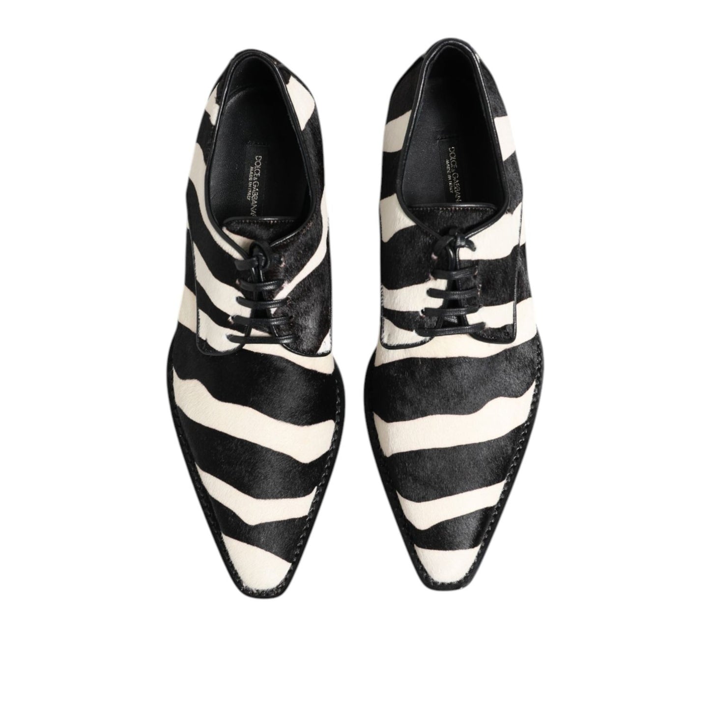 Dolce & Gabbana Black White Zebra Pony Fur Dress Shoes