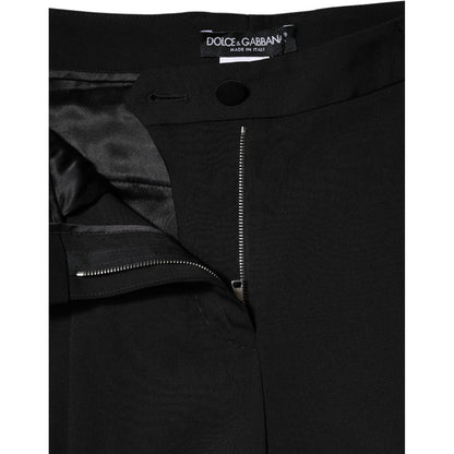 Dolce & Gabbana Black Wool High Waist Wide Leg Pants