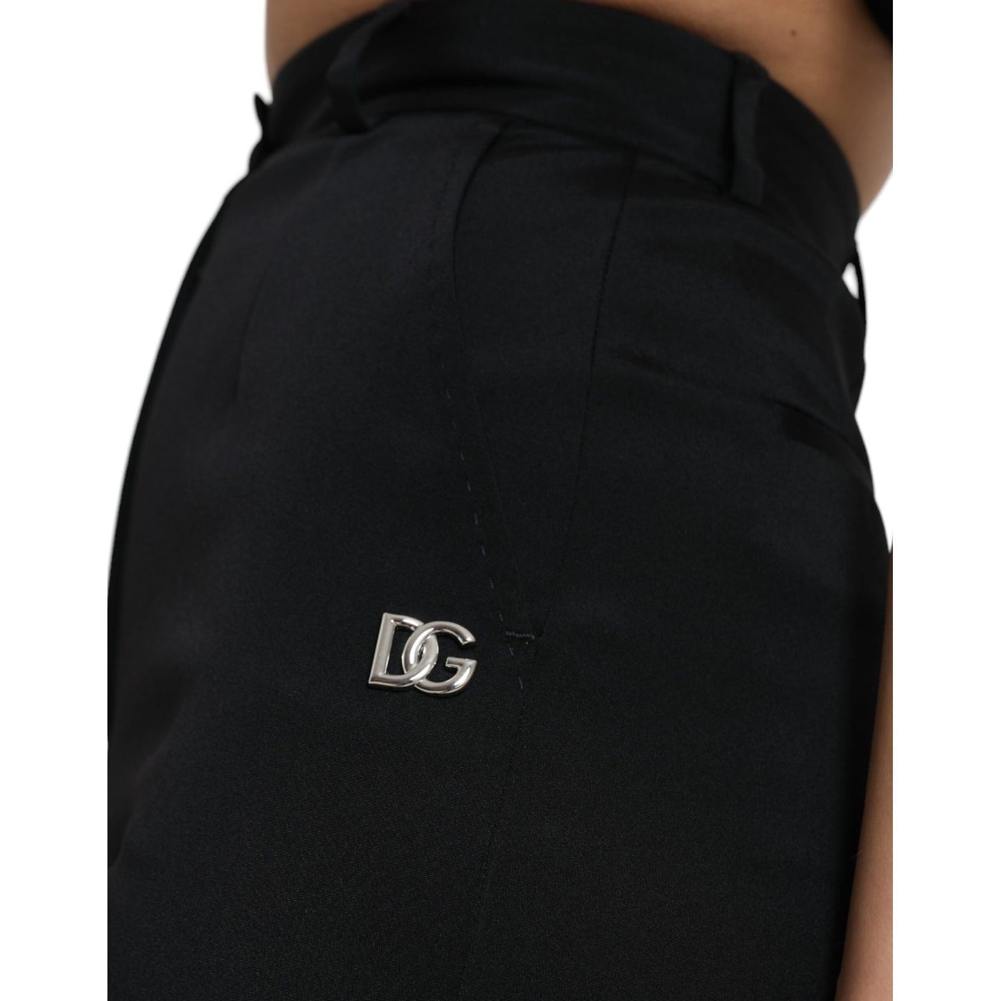 Dolce & Gabbana Black Wool Stretch High Waist Skinny Pants