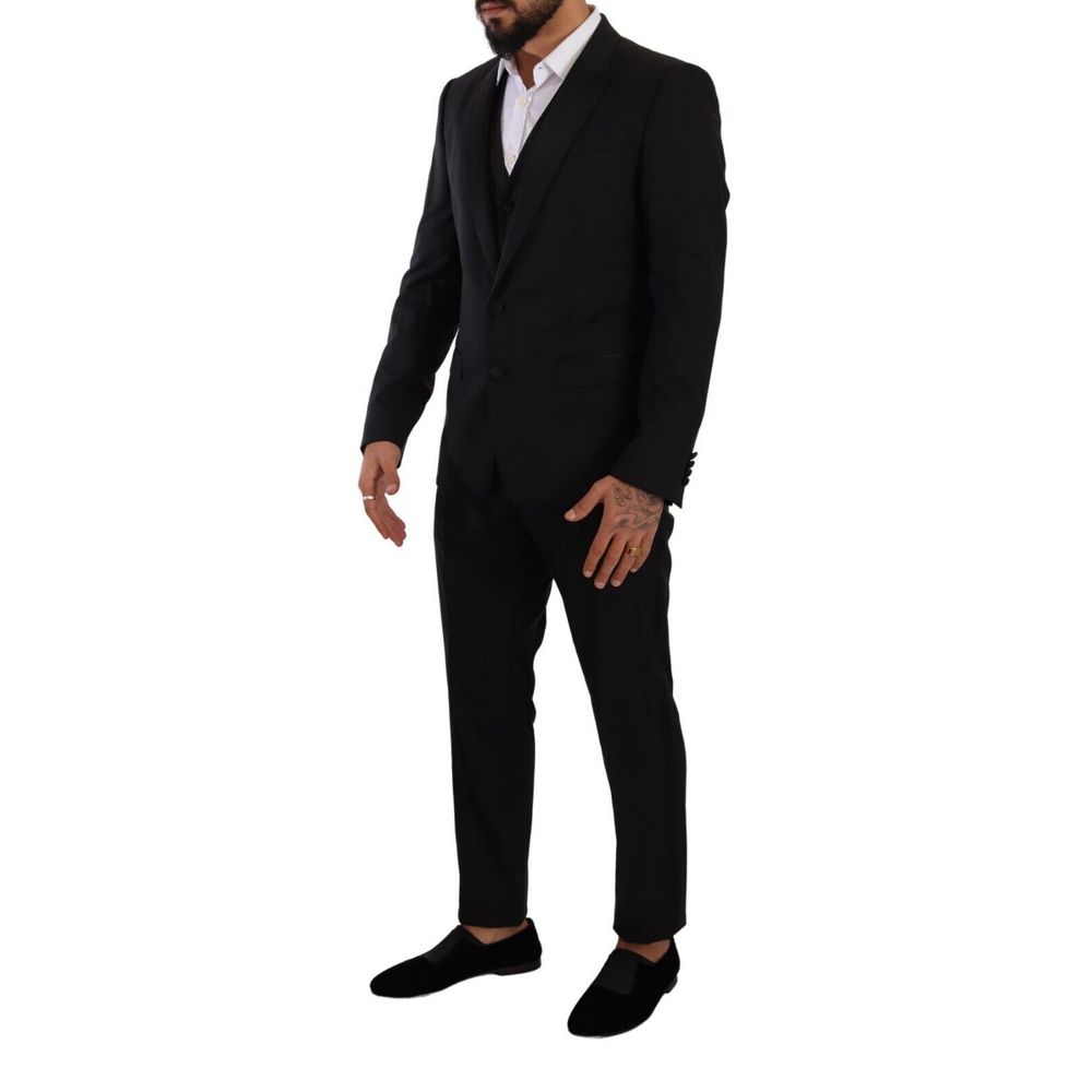 Dolce & Gabbana Black Wool Three-Piece Suit
