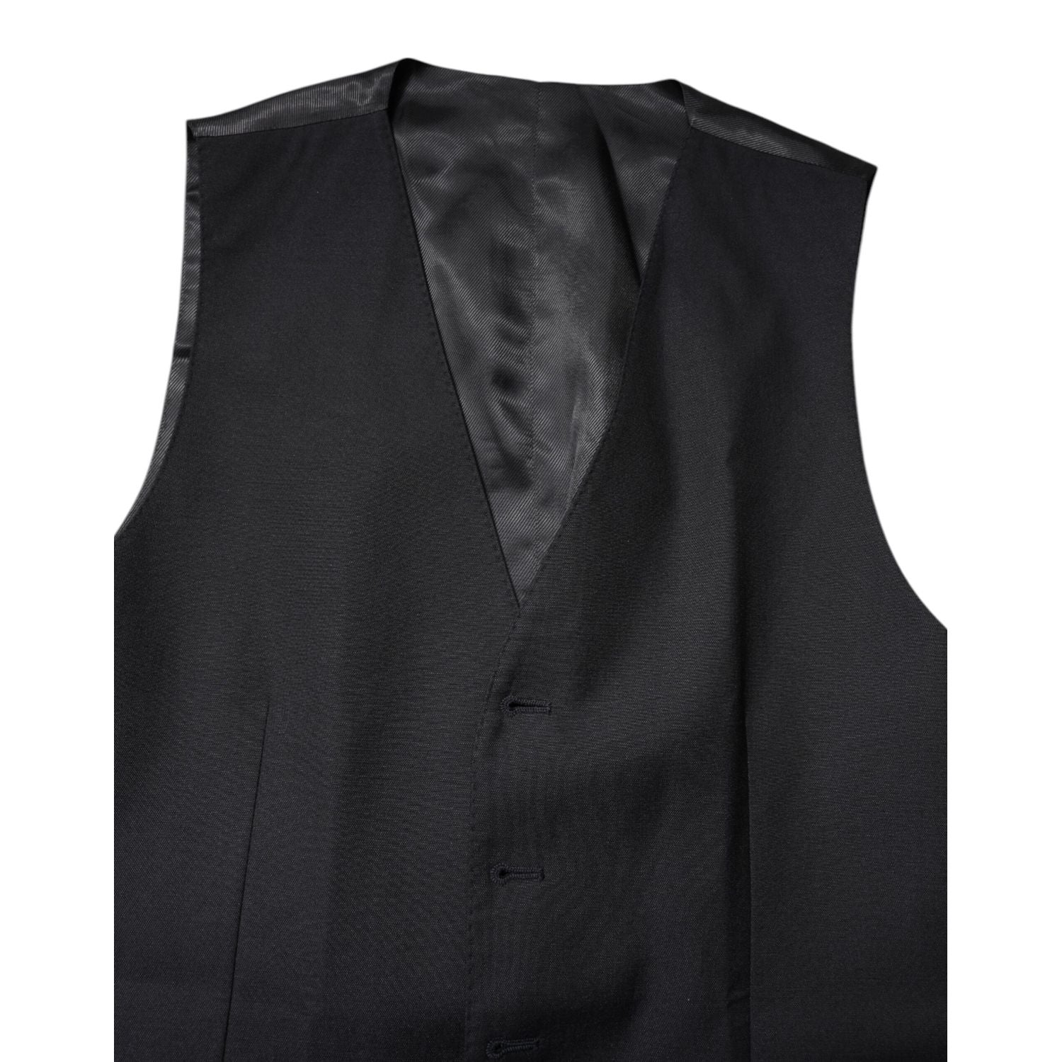 Dolce & Gabbana Black Wool Waistcoat Dress Formal Vest