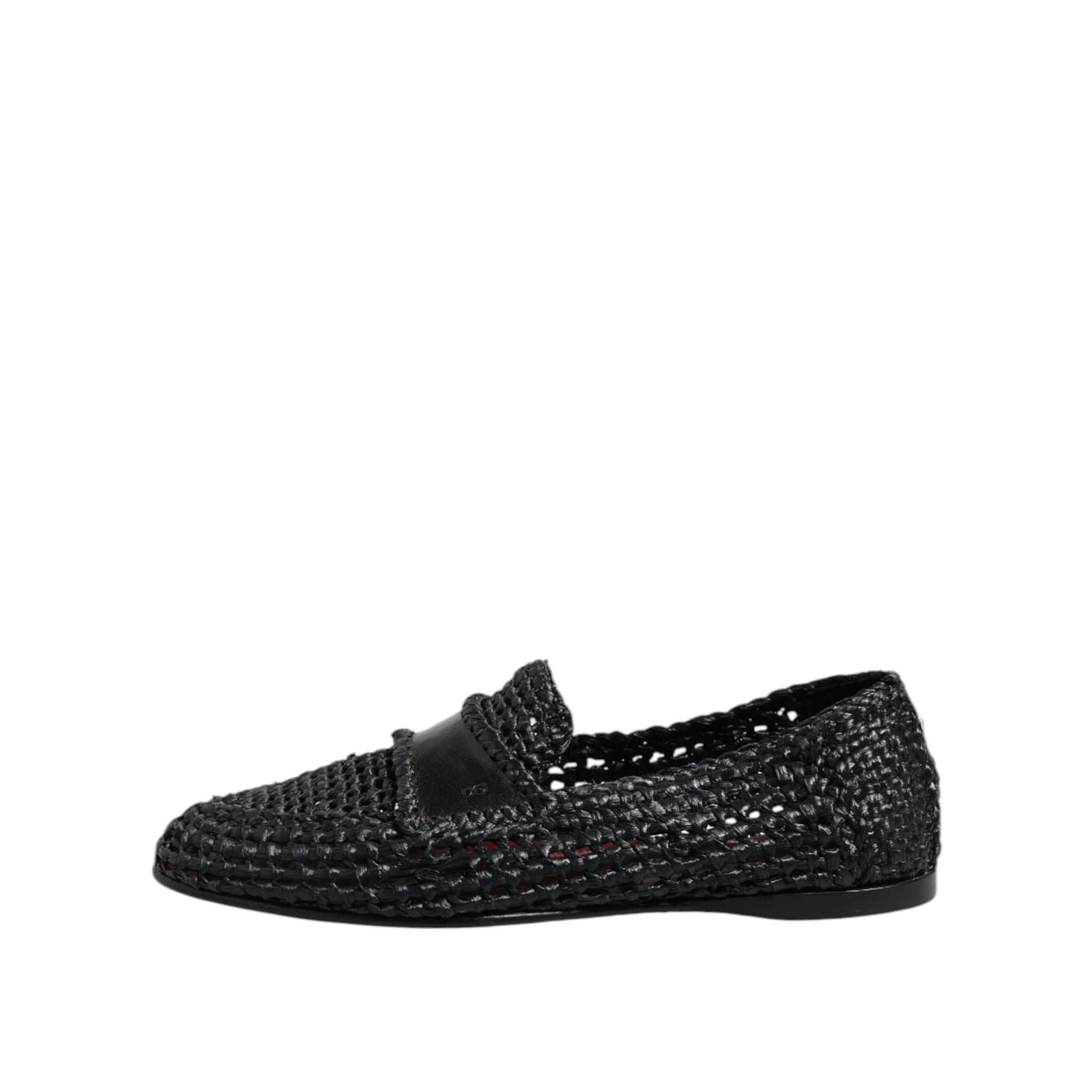 Dolce & Gabbana Black Woven Leather Slip On Loafers Men Shoes