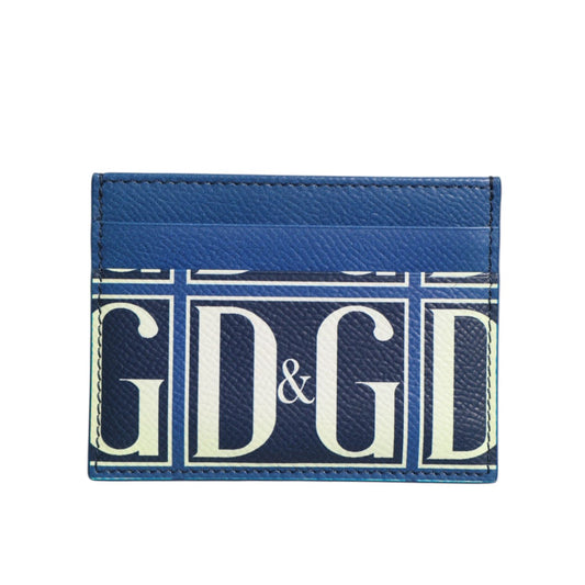 Dolce & Gabbana Blue Calf Leather DG Logo Monogram Card Holder Wallet Dolce & Gabbana