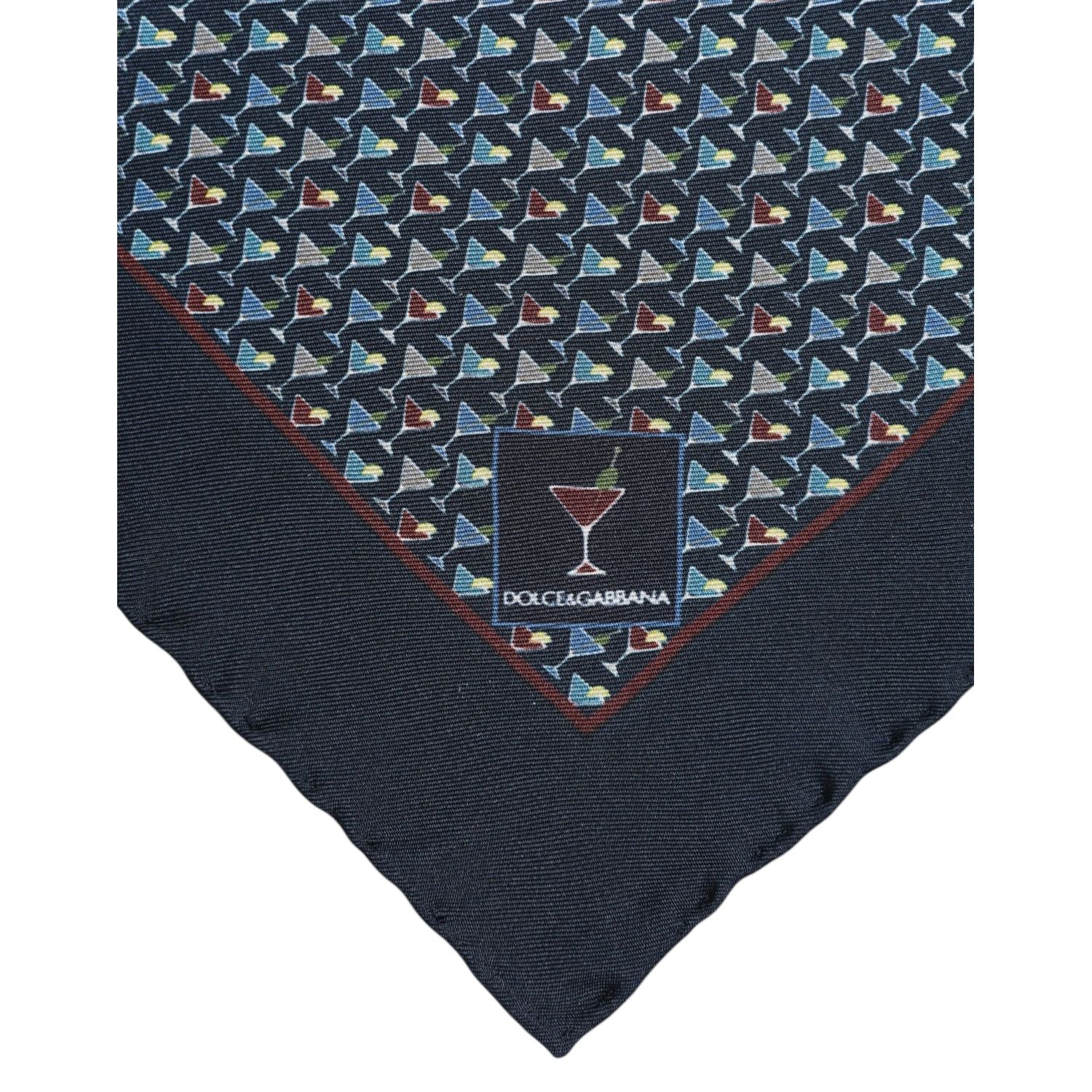 Dolce & Gabbana Blue Cocktail Silk Square Foulard Scarf