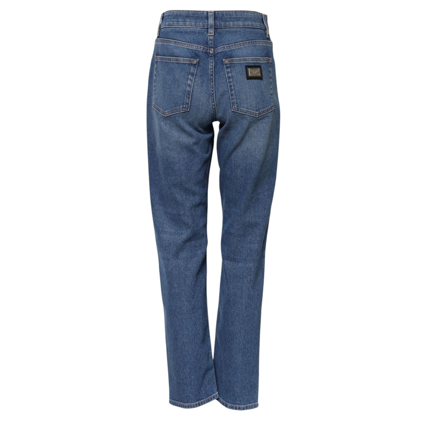 Dolce & Gabbana Blue Cotton High Waist Tapered Denim Jeans