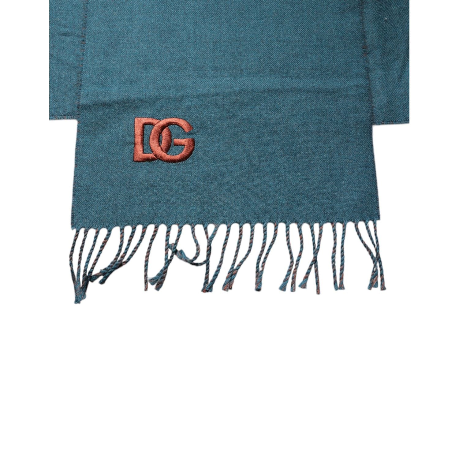 Dolce & Gabbana Blue Green Wool Fringes Wrap Shawl Scarf