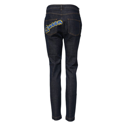 Dolce & Gabbana Blue Queen Patch AUDREY Mid Waist Denim Jeans