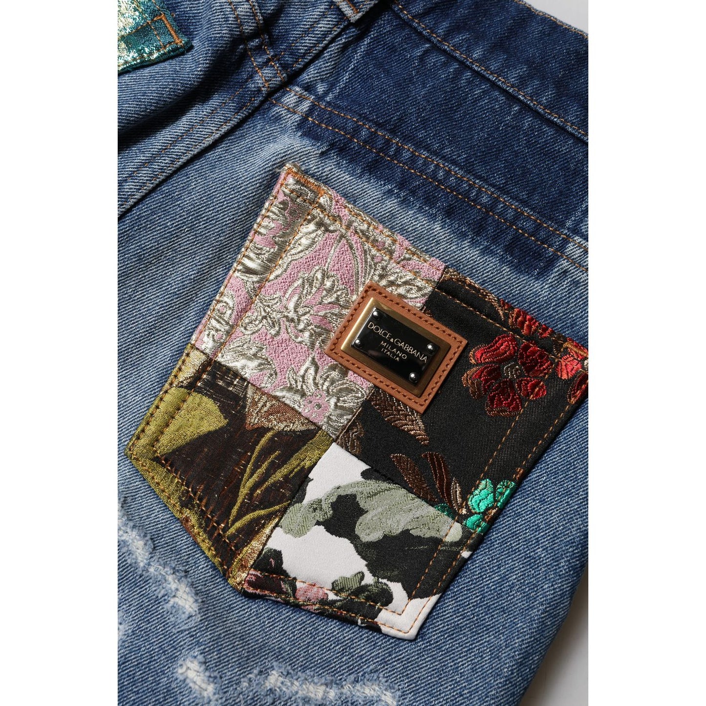 Dolce & Gabbana Blue Tattered High Waist Women Denim Jeans