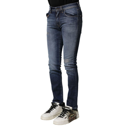 Dolce & Gabbana Blue Washed Cotton Slim Fit Men Denim Jeans