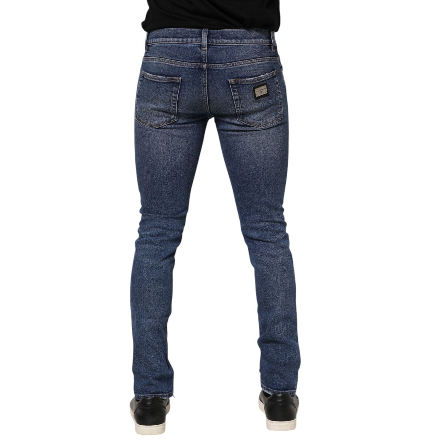 Dolce & Gabbana Blue Washed Skinny Cotton Tattered Denim Jeans