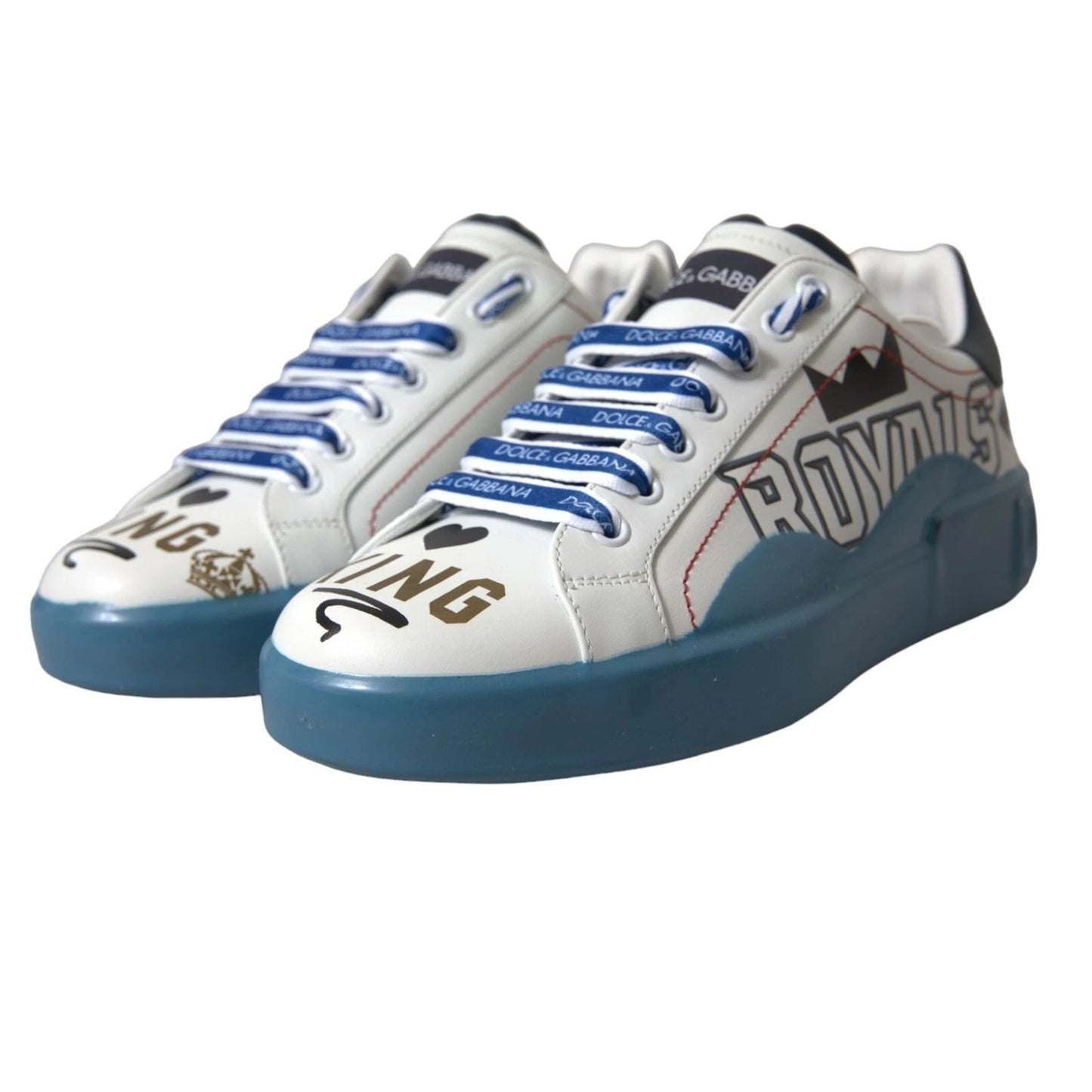 Dolce & Gabbana Blue White Printed Portofino Melt Sneakers