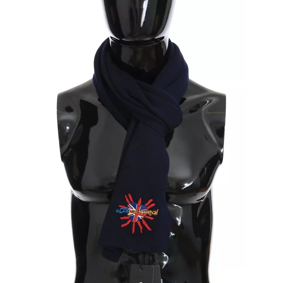 Dolce & Gabbana Blue Wool #DGLovesLondon Shawl Scarf
