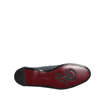 Dolce & Gabbana Blue Woven Raffia Slip On Loafers Shoes
