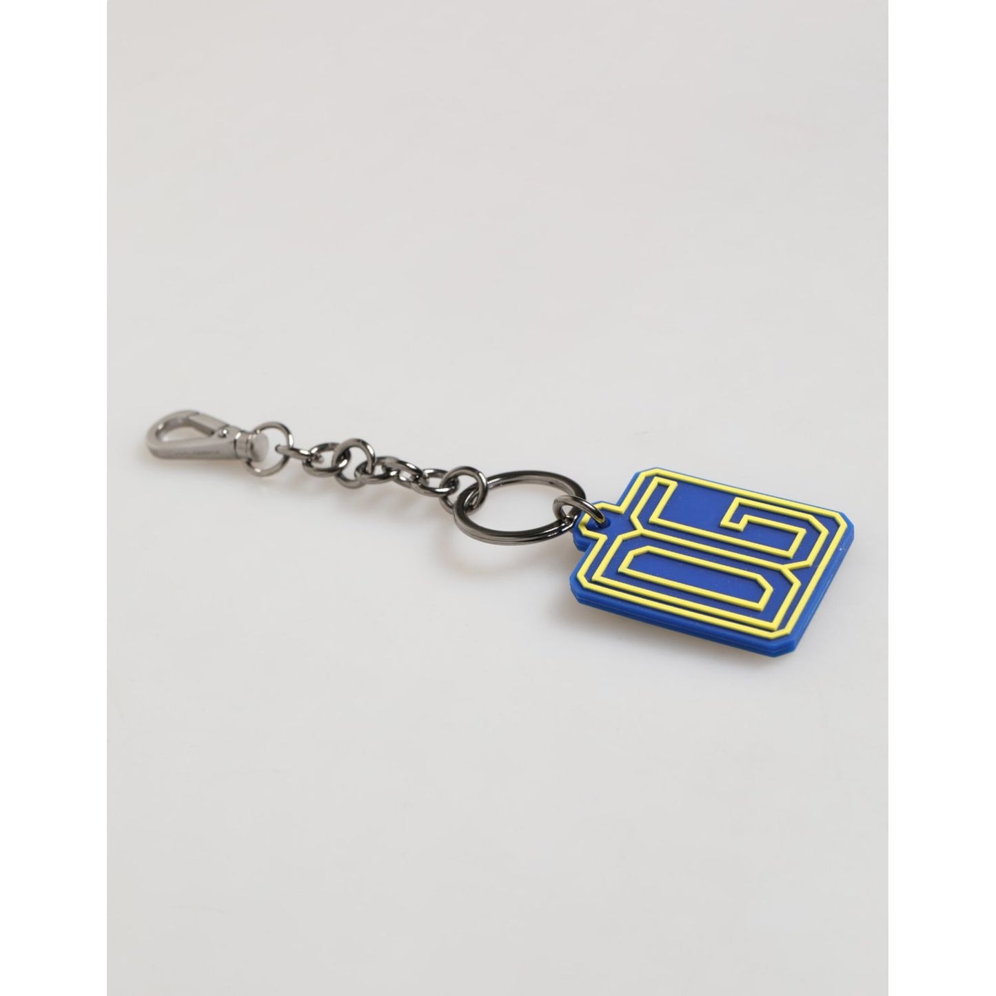 Dolce & Gabbana Blue Yellow DG Rubber Logo Silver Men Keychain Keyring